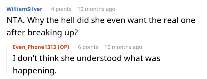 Reddit comments discussing a switch between a real and fake ring, impacting a couple's engagement. Reddit comments discussing a switch between a real and fake ring, impacting a couple's engagement.