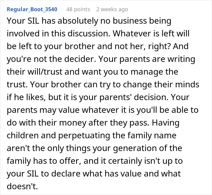 Text discussing a gay man's exclusion from a will due to not having children. Text discussing a gay man's exclusion from a will due to not having children.