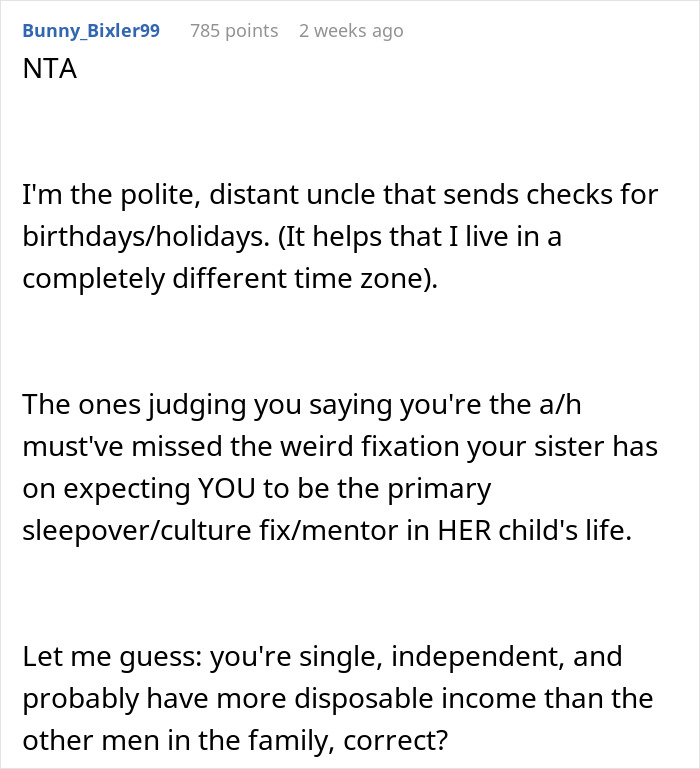 Reddit user's comment discussing sibling pressure on brother for parental role. Reddit user's comment discussing sibling pressure on brother for parental role.
