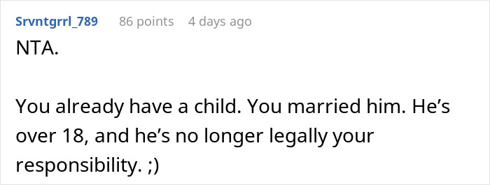 Comment discussing refusing a promotion due to husband's responsibilities. Comment discussing refusing a promotion due to husband's responsibilities.