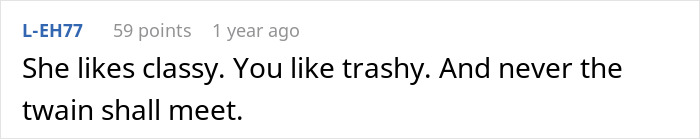 Reddit comment discussing relationship dynamics, referencing "boring, old, and dumpy" remark. Reddit comment discussing relationship dynamics, referencing "boring, old, and dumpy" remark.