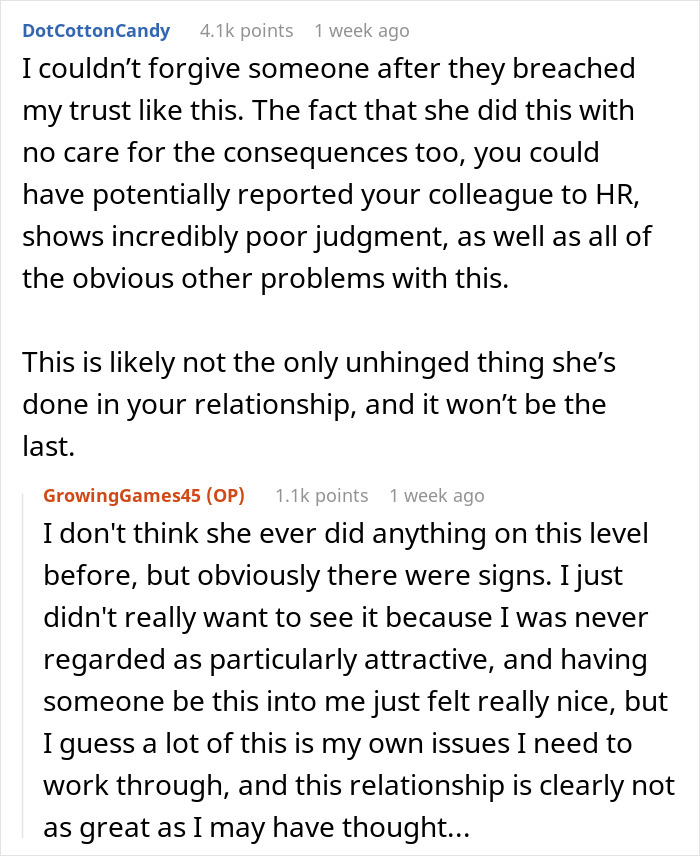 Comments discussing a girlfriend testing her boyfriend's loyalty with a fake Instagram account. Comments discussing a girlfriend testing her boyfriend's loyalty with a fake Instagram account.