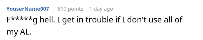 European employee comments on PTO rules humorously on a forum. European employee comments on PTO rules humorously on a forum.