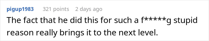 Text comment expressing frustration over a husband's dangerous prank. Text comment expressing frustration over a husband's dangerous prank.