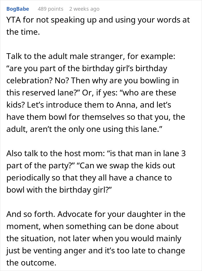 Text conversation discussing a daughter's experience sitting alone at a birthday party. Text conversation discussing a daughter's experience sitting alone at a birthday party.