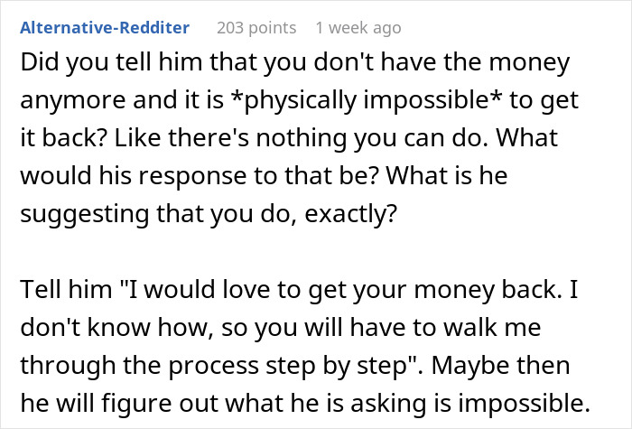 Reddit comment discussing vacation reimbursement issues related to a missing dog bill. Reddit comment discussing vacation reimbursement issues related to a missing dog bill.