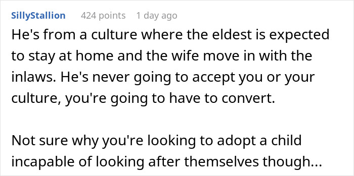 Reddit comment discussing cultural differences and marriage challenges over Hispanic cooking. Reddit comment discussing cultural differences and marriage challenges over Hispanic cooking.