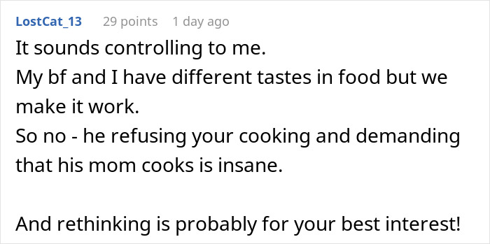 Reddit comment about a man refusing Hispanic cooking and reconsidering marriage. Reddit comment about a man refusing Hispanic cooking and reconsidering marriage.
