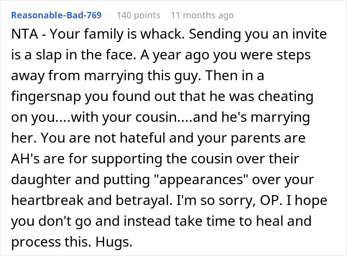 Text user response discussing a guy deciding to marry his ex-girlfriend's cousin, sharing opinions. Text user response discussing a guy deciding to marry his ex-girlfriend's cousin, sharing opinions.