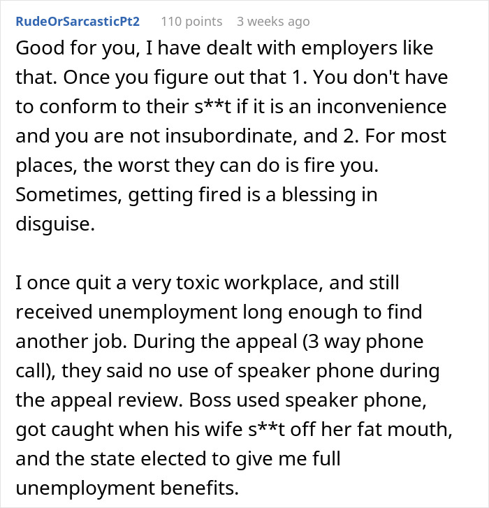 Text describing revenge on an employer after being fired in a Reddit post. Text describing revenge on an employer after being fired in a Reddit post.