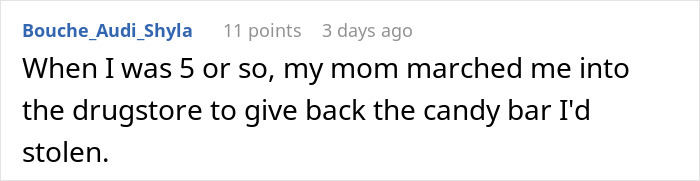 Reddit post text discussing a childhood memory of returning stolen candy, reflecting on sticky-fingers niece and trinkets. Reddit post text discussing a childhood memory of returning stolen candy, reflecting on sticky-fingers niece and trinkets.