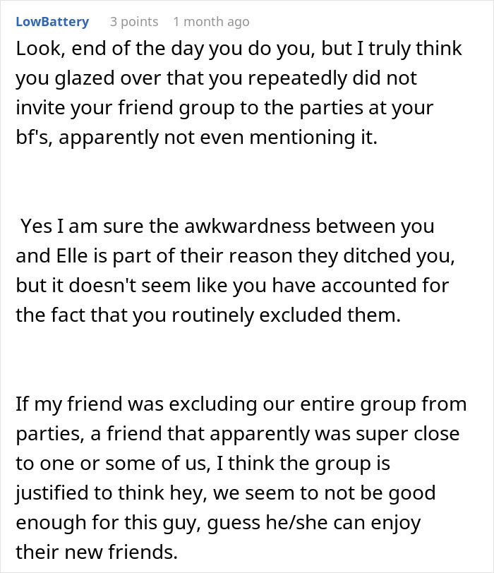 Text exchange discussing relationship dynamics and social exclusion concerns. Text exchange discussing relationship dynamics and social exclusion concerns.