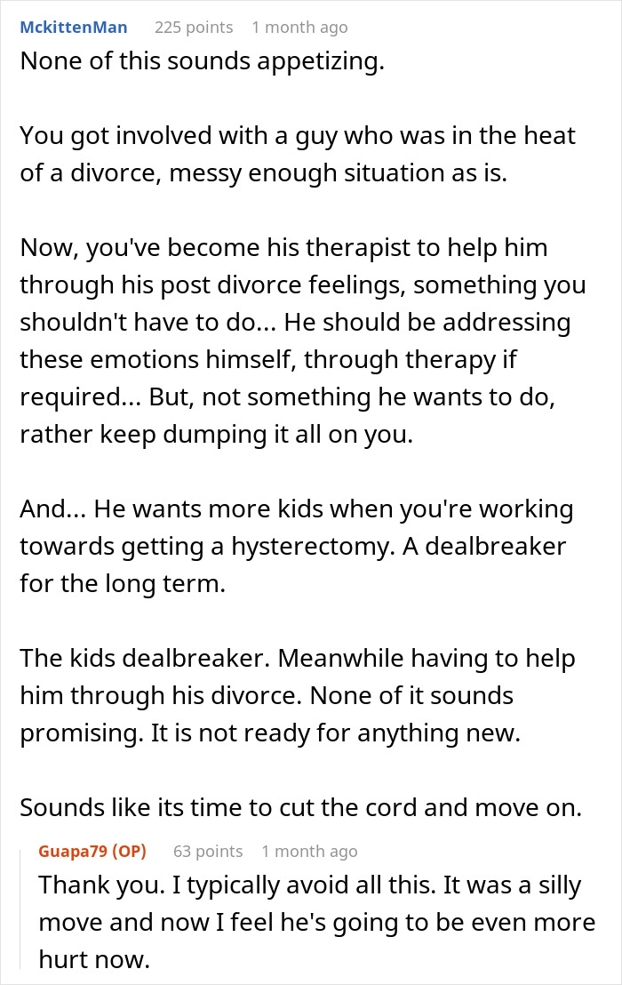Reddit comment discussing breakup over wanting kids as a dealbreaker. Reddit comment discussing breakup over wanting kids as a dealbreaker.