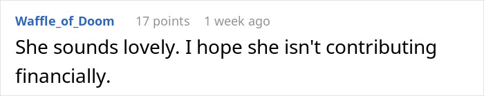 Comment discussing financial contributions related to wedding invitations. Comment discussing financial contributions related to wedding invitations.