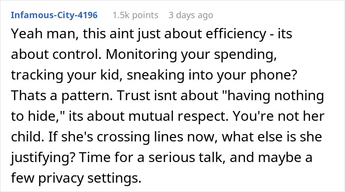 Comment discussing control through monitoring spending and camera roll privacy concerns. Comment discussing control through monitoring spending and camera roll privacy concerns.