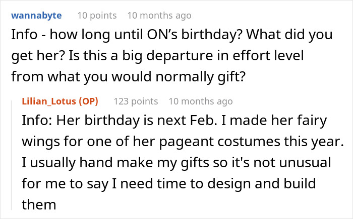 Comments discussing birthday gifts and custom handmade presents. Comments discussing birthday gifts and custom handmade presents.
