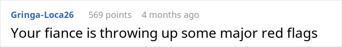 Comment highlighting red flags with fiancé amid wedding doubts. Comment highlighting red flags with fiancé amid wedding doubts.