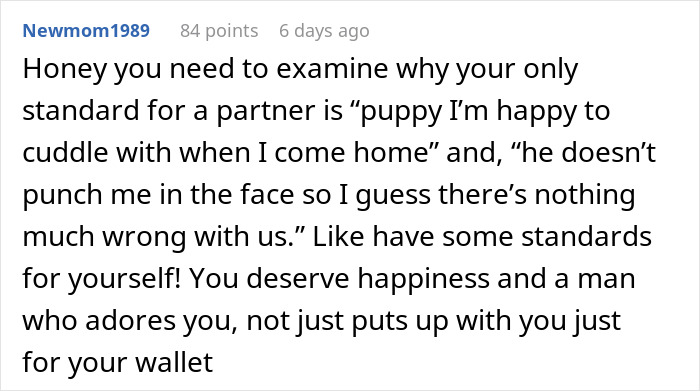 Comment about relationship standards and happiness advice. Comment about relationship standards and happiness advice.