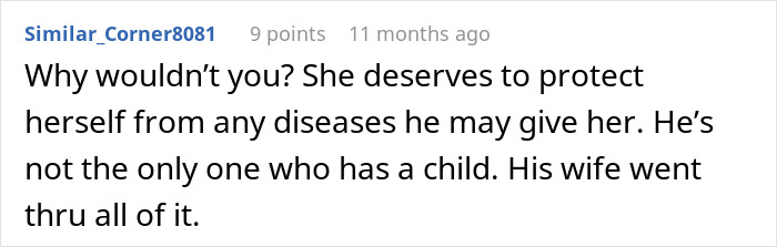 Reddit comment discussing affair consequences and protection measures. Reddit comment discussing affair consequences and protection measures.