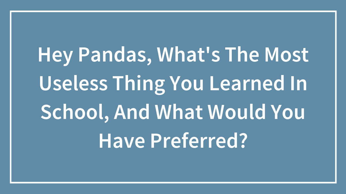Hey Pandas, What’s The Most Useless Thing You Learned In School, And What Would You Have Preferred? (Closed)