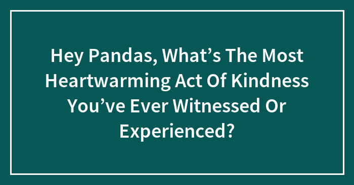 Hey Pandas, What’s The Most Heartwarming Act Of Kindness You’ve Ever Witnessed Or Experienced?