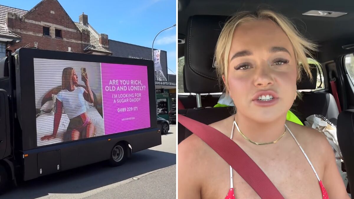 “Bikini Tradie” Sparks Outrage After Renting Mobile Billboard Looking For A “Sugar Daddy”