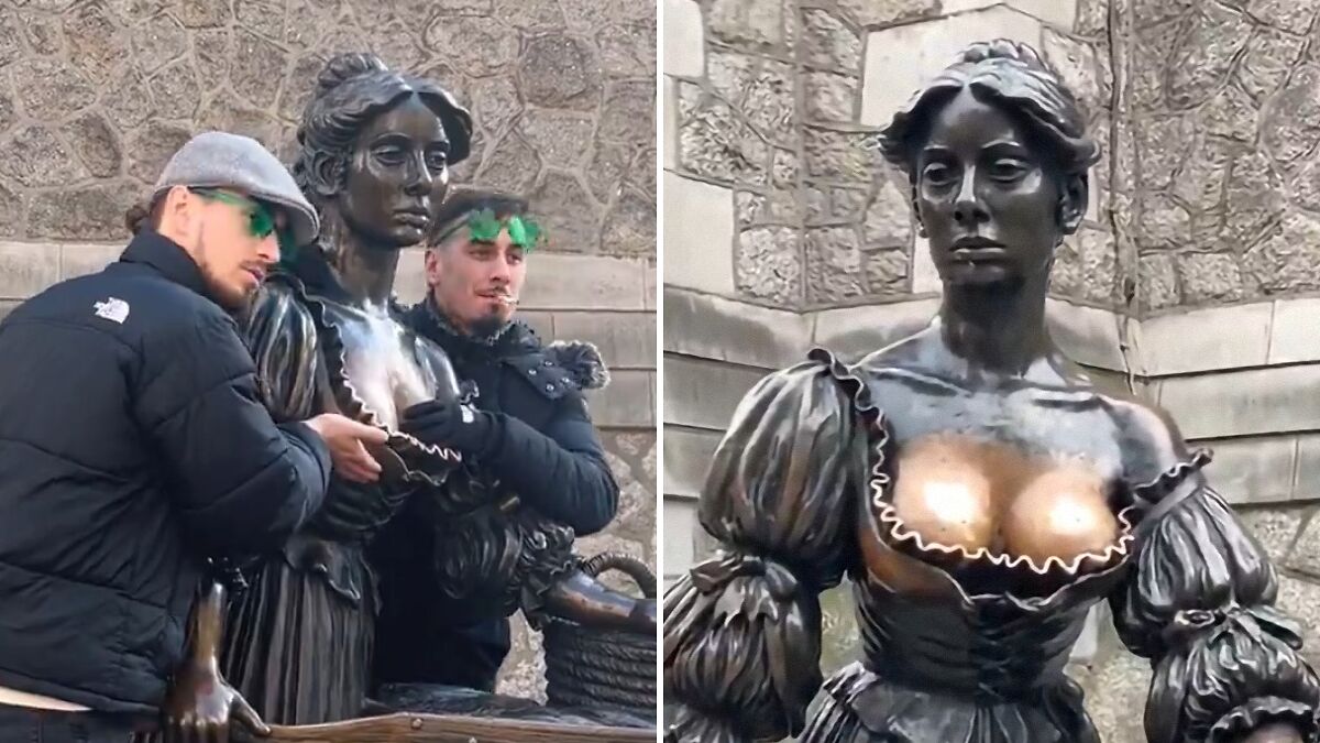 “Disgusting”: After Men Are Caught Groping Female Statue, Photos Of Women Doing The Same Come Out