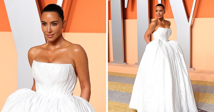 Kim Kardashian Brutally Roasted For “Toilet Paper” Dress And “Terrible Tan” At Oscars After Party