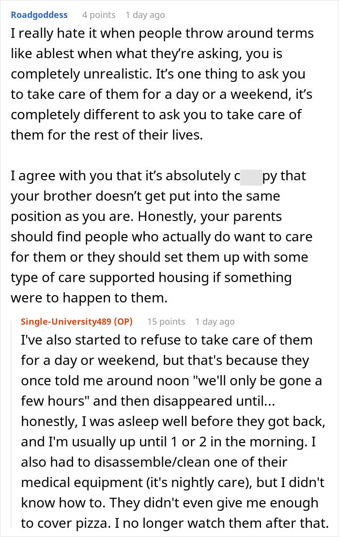 Discussion on unrealistic expectations for a woman to care for stepsiblings. Discussion on unrealistic expectations for a woman to care for stepsiblings.