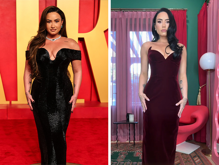 Demi Lovato showcases a stunning weight loss in form-fitting dresses, highlighting her transformation. Demi Lovato showcases a stunning weight loss in form-fitting dresses, highlighting her transformation.