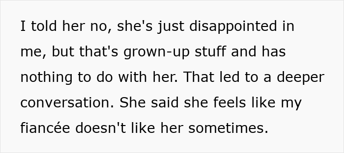 Text excerpt discussing grown-up matters and relationship feelings. Text excerpt discussing grown-up matters and relationship feelings.