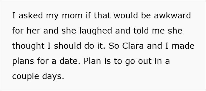 Text about planning a date after discussing with mom; involves friends and relationship concerns. Text about planning a date after discussing with mom; involves friends and relationship concerns.