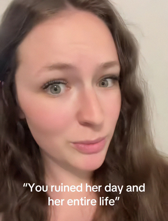 Woman reacts with text: "You ruined her day and her entire life," discussing lazy proposal at wedding. Woman reacts with text: "You ruined her day and her entire life," discussing lazy proposal at wedding.