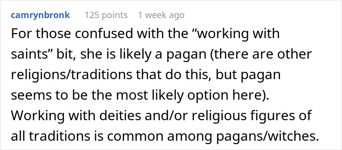Comment discussing religion, mentioning paganism and working with deities, highlighting common pagan practices. Comment discussing religion, mentioning paganism and working with deities, highlighting common pagan practices.