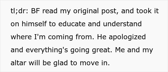 Text message about a boyfriend understanding and apologizing, highlighting resolution in a relationship over religion. Text message about a boyfriend understanding and apologizing, highlighting resolution in a relationship over religion.