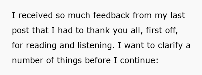 Text on a white background discussing feedback and clarifying points. Text on a white background discussing feedback and clarifying points.