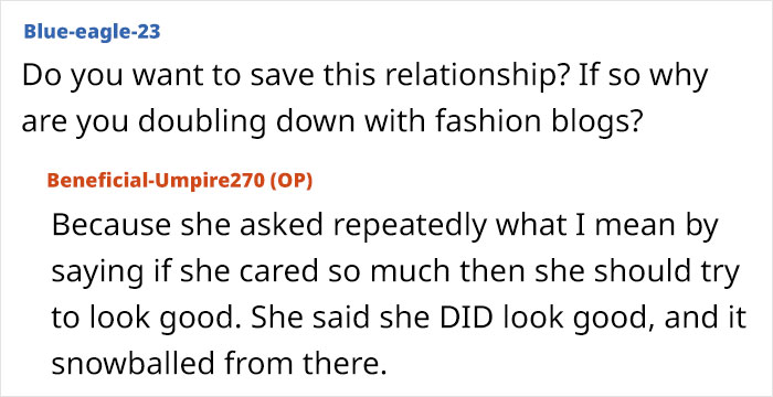 Reddit conversation discussing relationship issues and appearance concerns. Reddit conversation discussing relationship issues and appearance concerns.