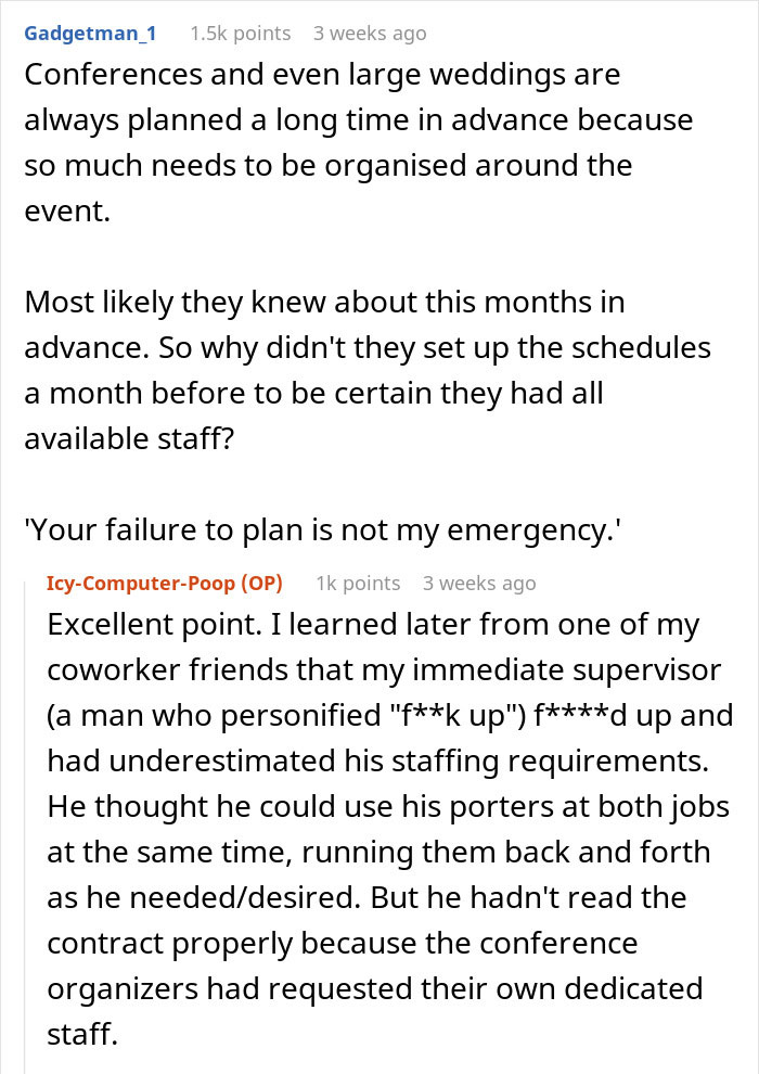 Text exchange discussing poor planning after person gets fired without being informed, leading to uniform revenge. Text exchange discussing poor planning after person gets fired without being informed, leading to uniform revenge.