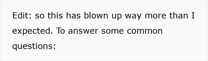 Text reading, "Edit: so this has blown up way more than I expected. To answer some common questions," related to prank impact. Text reading, "Edit: so this has blown up way more than I expected. To answer some common questions," related to prank impact.