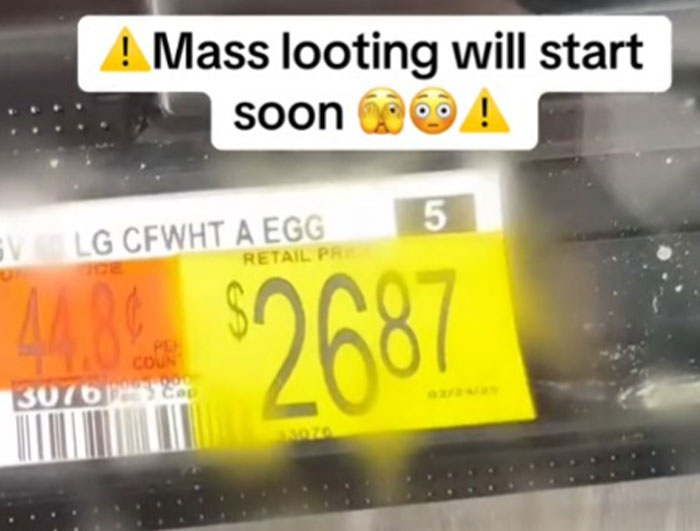 Grocery price tag showing expensive egg cost at $26.87 in US store, highlighting outrage over grocery prices. Grocery price tag showing expensive egg cost at $26.87 in US store, highlighting outrage over grocery prices.