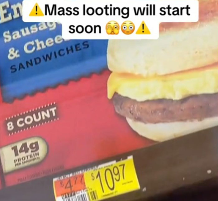 Grocery prices in America show $10.97 for sausage sandwiches, sparking outrage online. Grocery prices in America show $10.97 for sausage sandwiches, sparking outrage online.