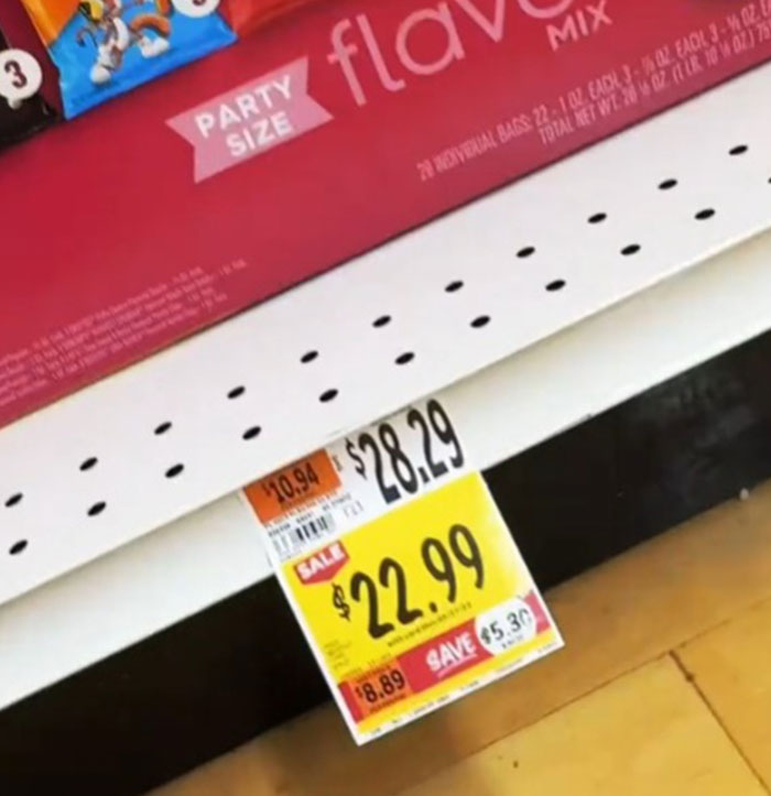 Grocery prices in US: chips marked at $22.99, down from $28.29, causing outrage.