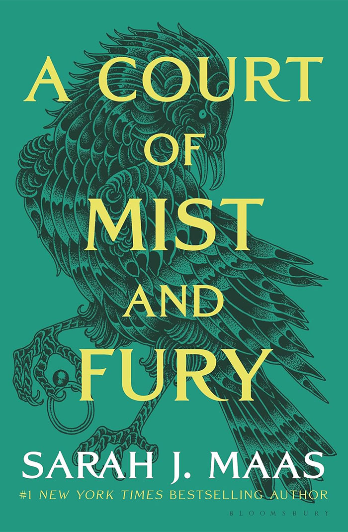 Book cover of "A Court of Mist and Fury" by Sarah J. Maas, featuring a stylized bird design. Book cover of "A Court of Mist and Fury" by Sarah J. Maas, featuring a stylized bird design.
