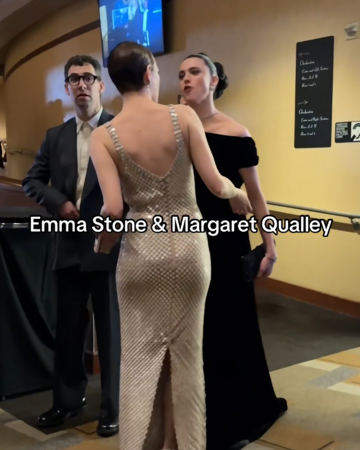 Emma Stone and Margaret Qualley in an intense exchange at a public event, captured by a lipreader. Emma Stone and Margaret Qualley in an intense exchange at a public event, captured by a lipreader.