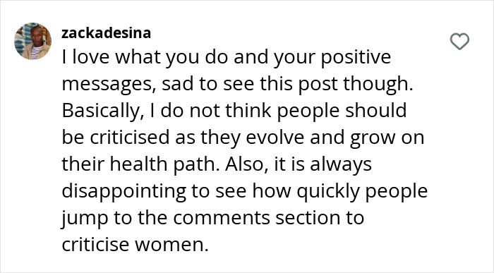 Social media comment on obesity, discussing health paths and criticism of women. Social media comment on obesity, discussing health paths and criticism of women.