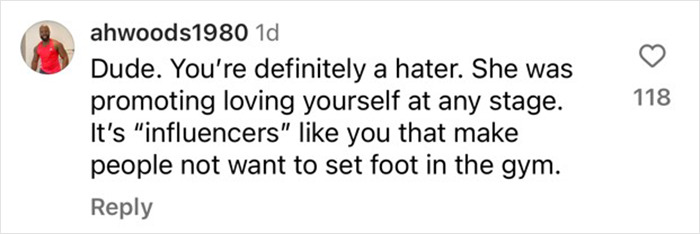 Comment criticizing a personal trainer's view on celebrating obesity and promoting self-love at any size. Comment criticizing a personal trainer's view on celebrating obesity and promoting self-love at any size.