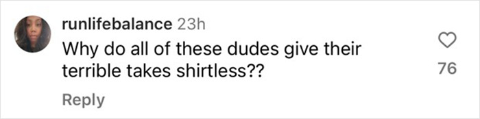 A comment questioning shirtless opinions related to obesity promotion and weight loss debates. A comment questioning shirtless opinions related to obesity promotion and weight loss debates.