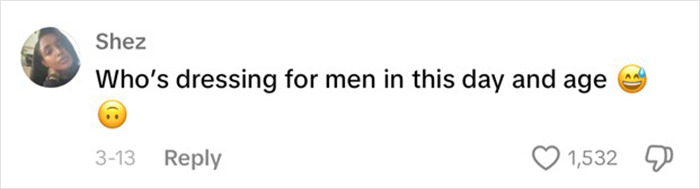 Comment questioning dressing for men today, with laughing emoji; sparks hottest outfit debate. Comment questioning dressing for men today, with laughing emoji; sparks hottest outfit debate.