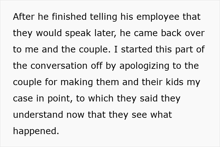 Bookstore clerk converses with customers after discussing with an employee. Bookstore clerk converses with customers after discussing with an employee.