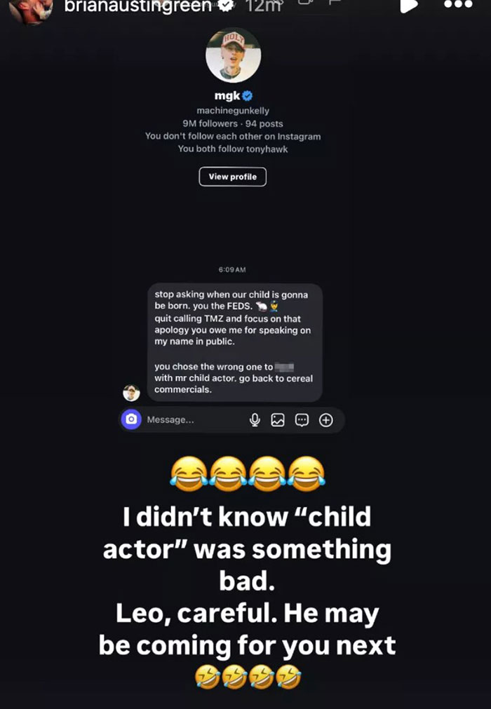 Screenshot of MGK's social media reaction to name confusion surrounding "Celestial Seed" birth announcement. Screenshot of MGK's social media reaction to name confusion surrounding "Celestial Seed" birth announcement.